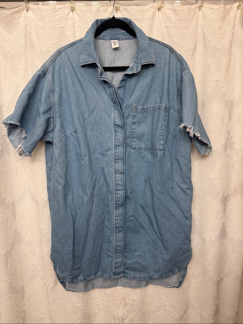 H&M Medium Wash Denim Shirt Dress in Light Blue